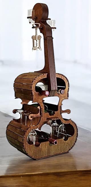 Mini bar din lemn – Violă pentru 6 sticle de vin și accesorii