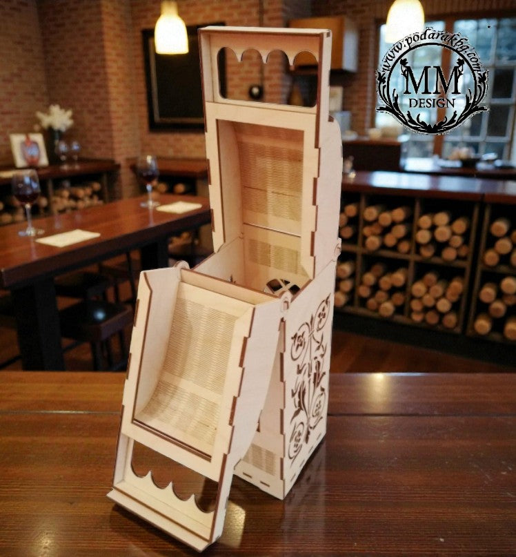 „Flora Vin” – cutie din lemn personalizată pentru sticlă de vin
