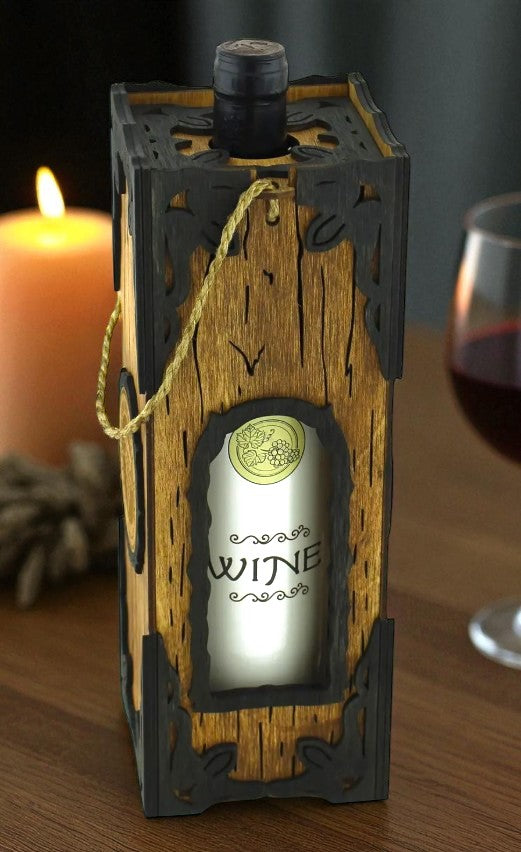 Cutie personalizată din lemn pentru vin – masivă, cu farmec vintage