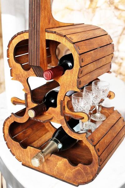 Mini bar din lemn – Violă pentru 6 sticle de vin și accesorii