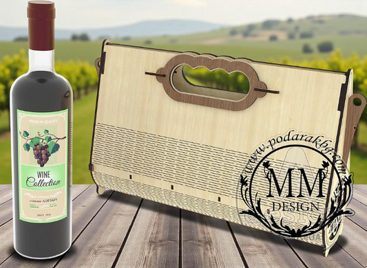 Geantă de Vin din Lemn, lucrată manual – Cadou Personalizat pentru Doamnă