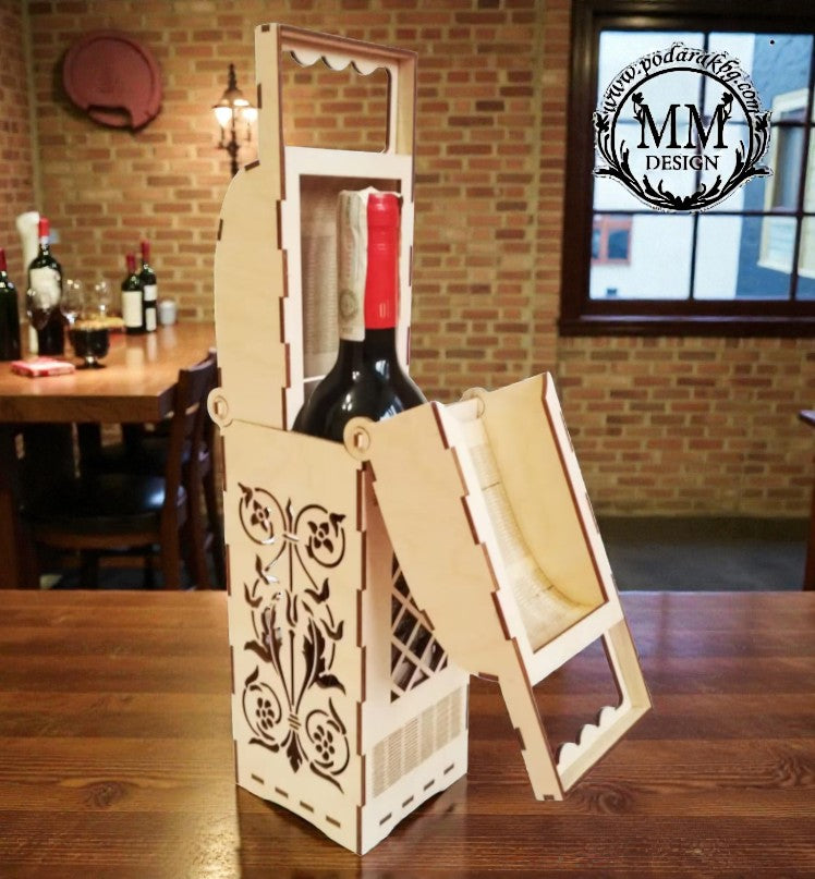 „Flora Vin” – cutie din lemn personalizată pentru sticlă de vin