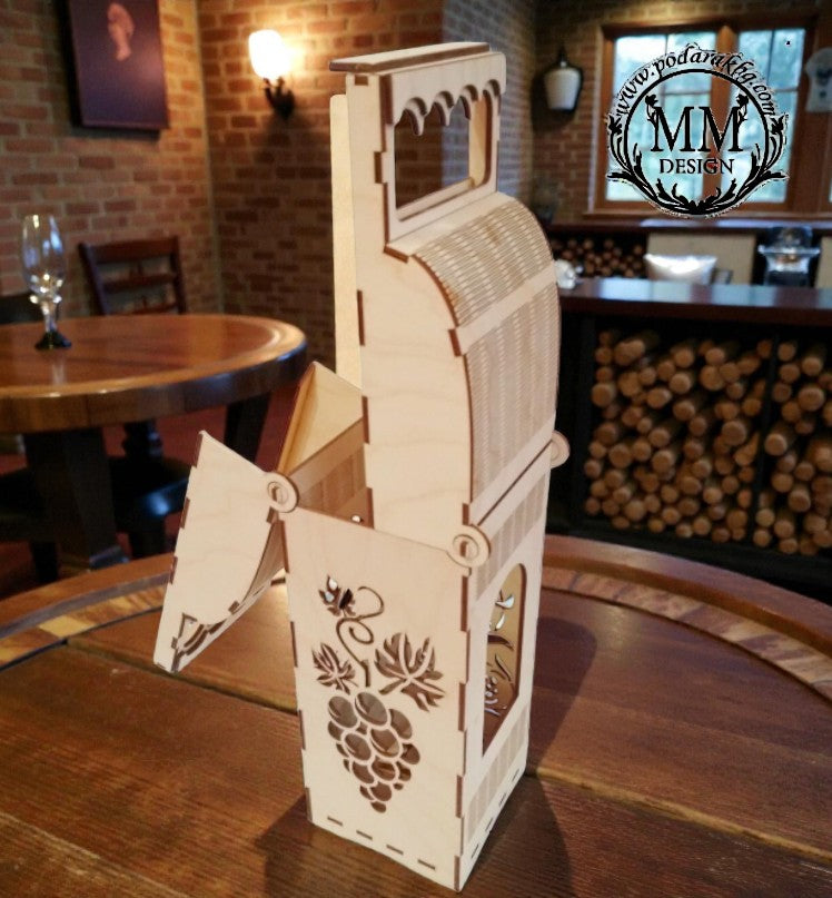 „Flora Vin” – cutie din lemn personalizată pentru sticlă de vin