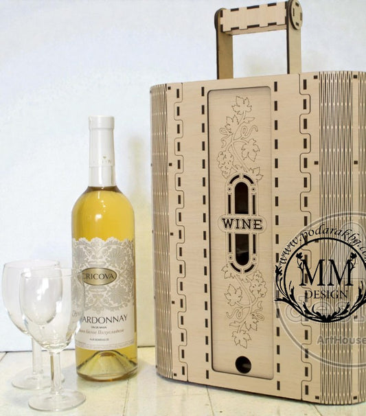 „Set Vin Lux” – cutie din lemn personalizată „Eleganță Vin”