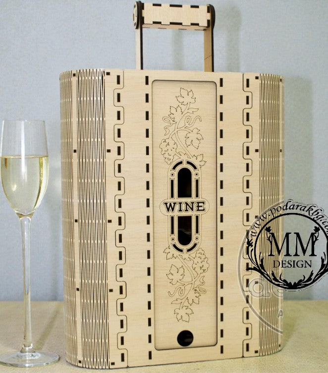 „Set Vin Lux” – cutie din lemn personalizată „Eleganță Vin”