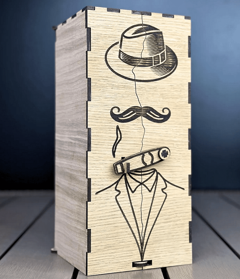 Cutie din lemn personalizată pentru băuturi – elegantă, lucrată manual