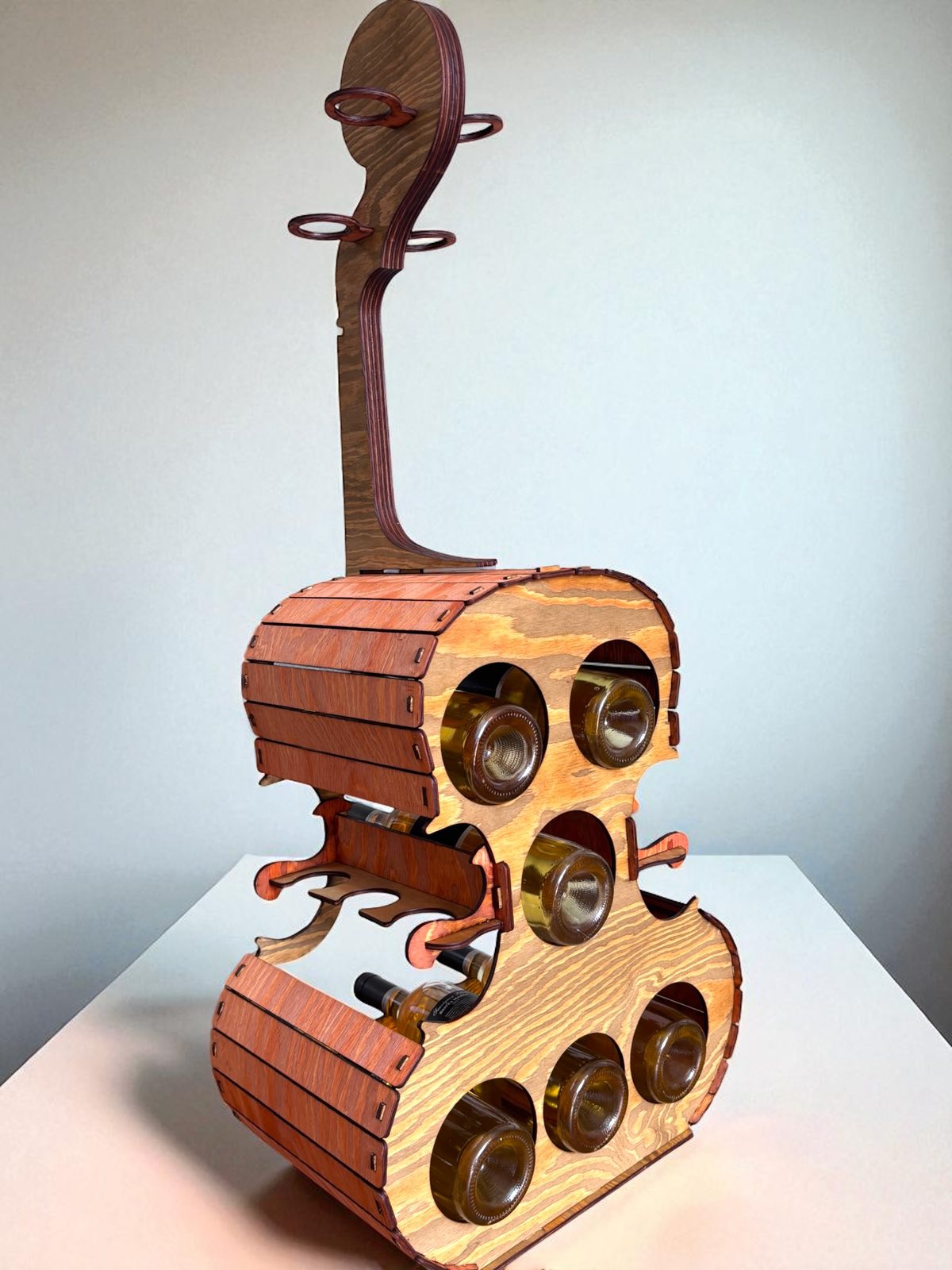 Mini bar din lemn – Violă pentru 6 sticle de vin și accesorii