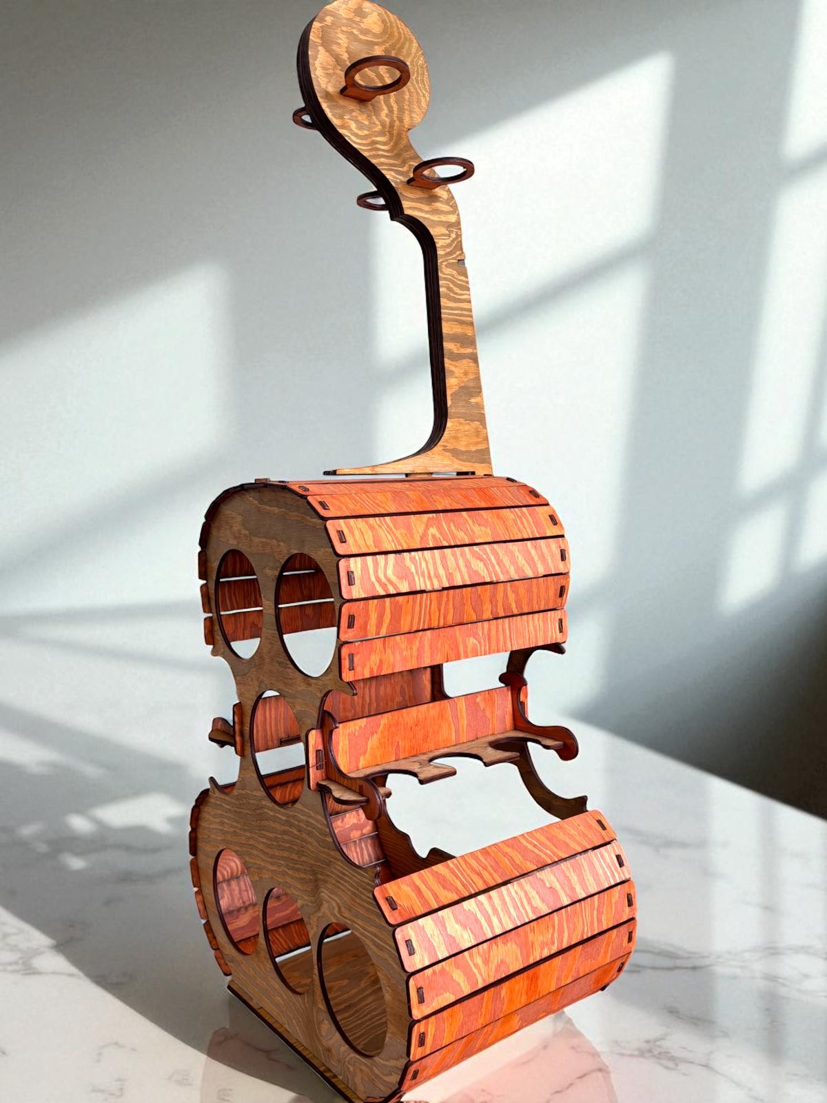 Mini bar din lemn – Violă pentru 6 sticle de vin și accesorii