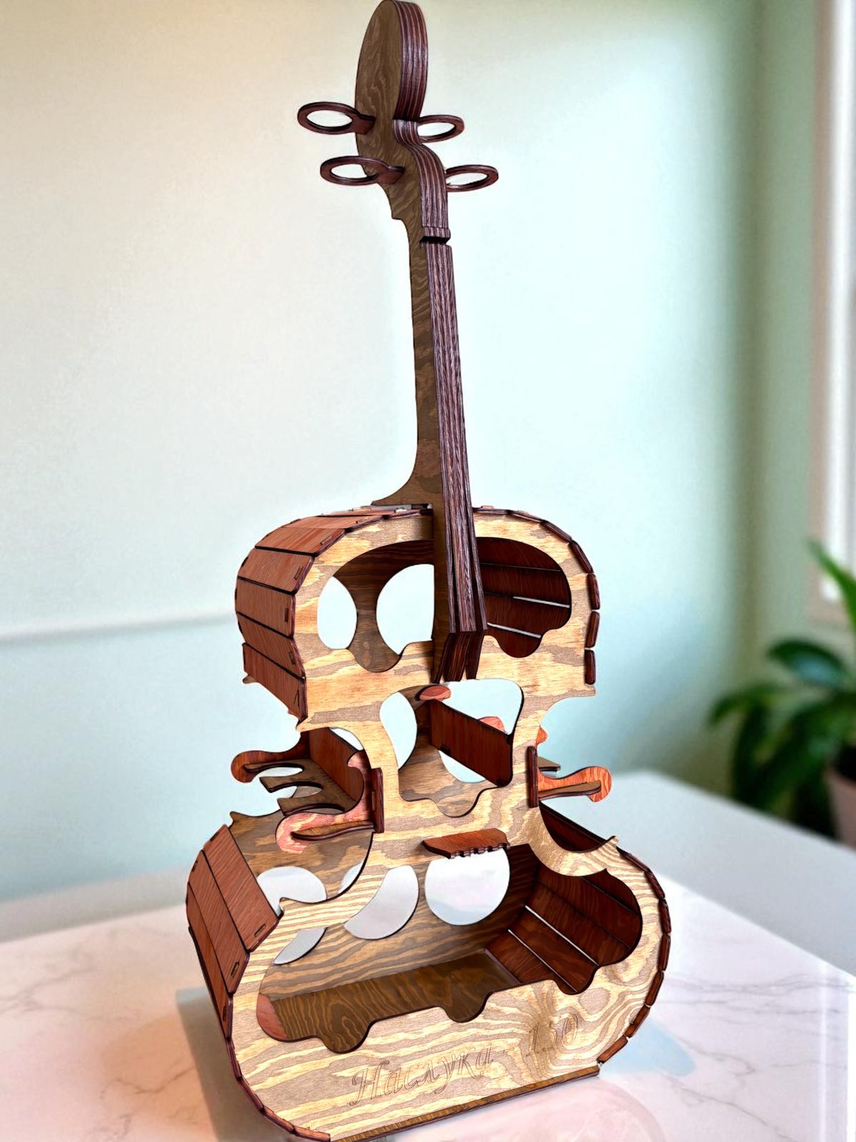 Mini bar din lemn – Violă pentru 6 sticle de vin și accesorii