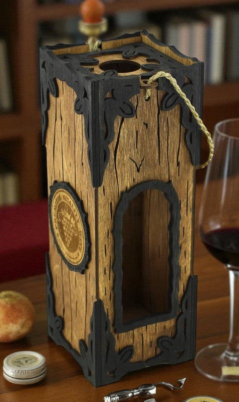 Cutie personalizată din lemn pentru vin – masivă, cu farmec vintage