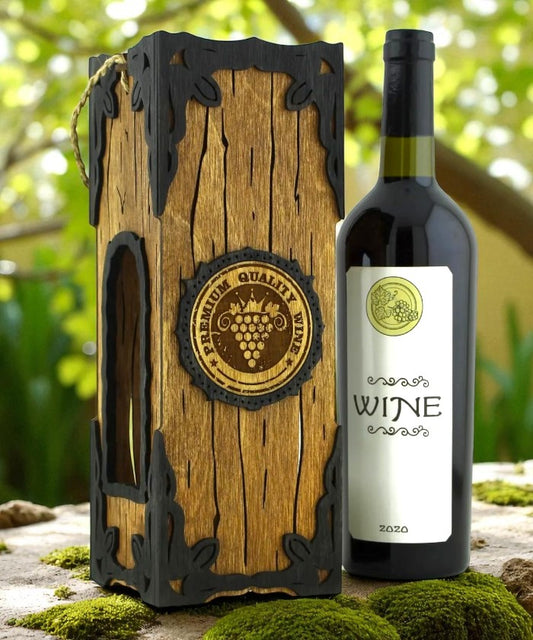 Cutie personalizată din lemn pentru vin – masivă, cu farmec vintage
