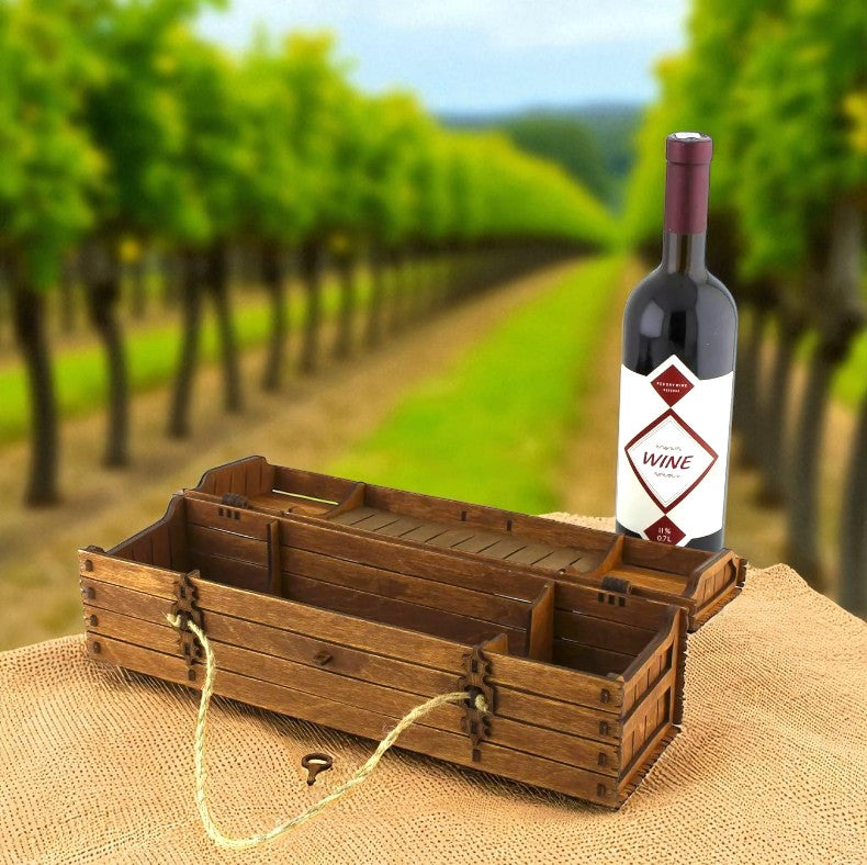Cufăr din lemn personalizat pentru vin – cadou elegant și unic