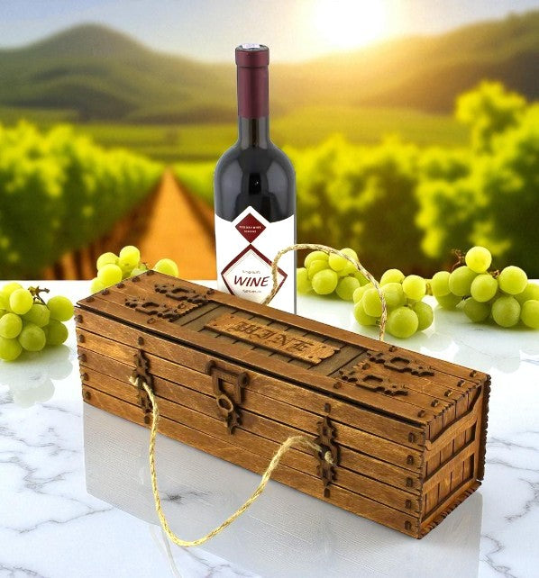 Cufăr din lemn personalizat pentru vin – cadou elegant și unic